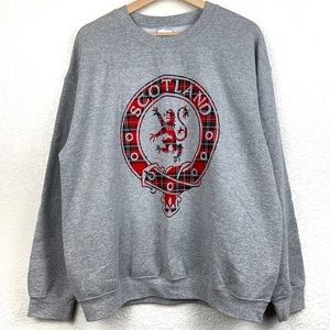 Scotland emblem plaid grey pull over sweater